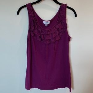 LOFT purple ruffle top